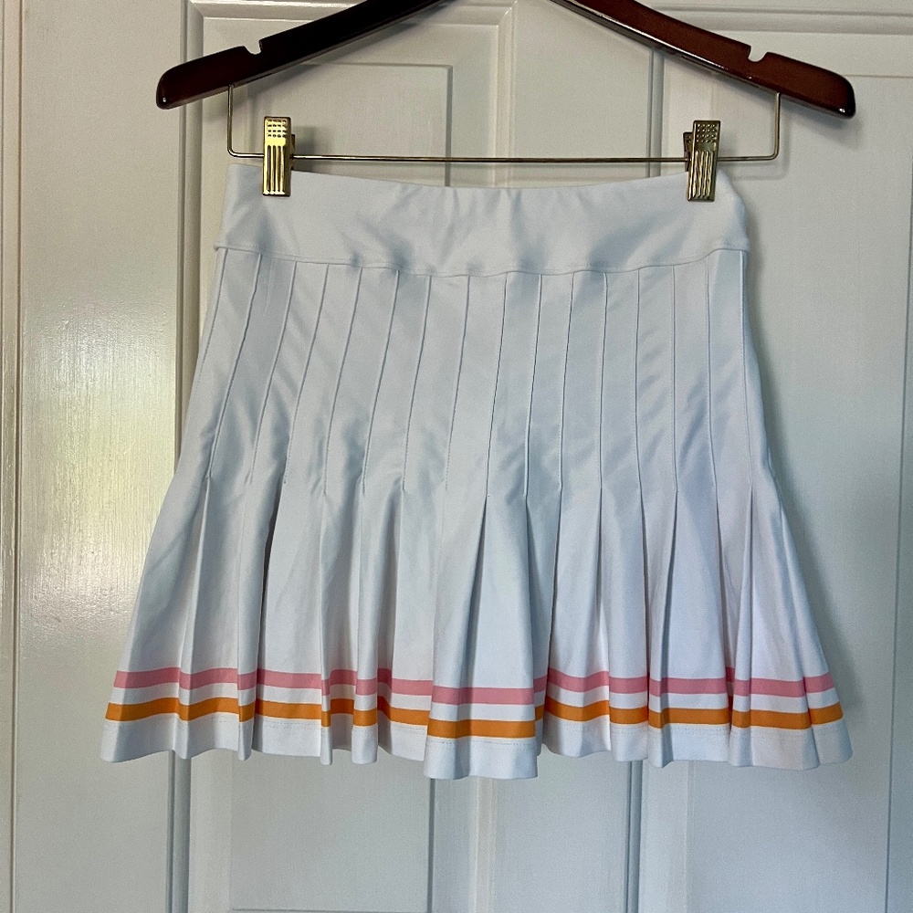 EUC Smith & Quinn pleated women's tennis skirt white pink orange